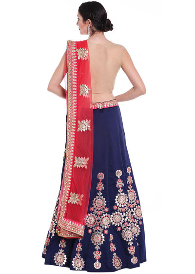 Navy blue lehenga in gotta patch and resham embroidered kali Indian Clothing in Denver, CO, Aurora, CO, Boulder, CO, Fort Collins, CO, Colorado Springs, CO, Parker, CO, Highlands Ranch, CO, Cherry Creek, CO, Centennial, CO, and Longmont, CO. NATIONWIDE SHIPPING USA- India Fashion X