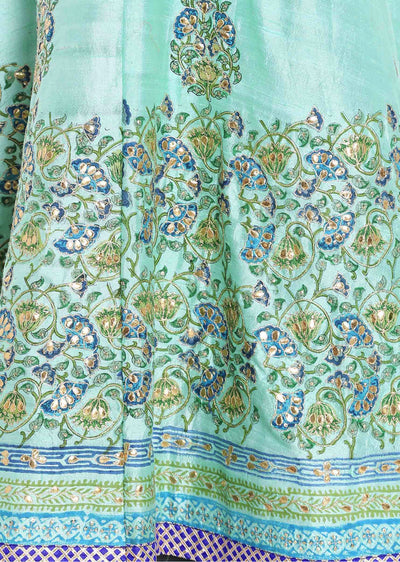 Turq blue lehange in resham butti with blue dupatta Indian Clothing in Denver, CO, Aurora, CO, Boulder, CO, Fort Collins, CO, Colorado Springs, CO, Parker, CO, Highlands Ranch, CO, Cherry Creek, CO, Centennial, CO, and Longmont, CO. NATIONWIDE SHIPPING USA- India Fashion X