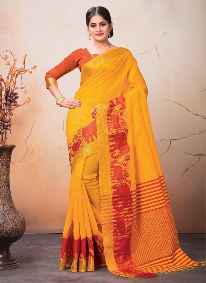 Print Work Sarees - yellow - Indian Clothing in Denver, CO, Aurora, CO, Boulder, CO, Fort Collins, CO, Colorado Springs, CO, Parker, CO, Highlands Ranch, CO, Cherry Creek, CO, Centennial, CO, and Longmont, CO. Nationwide shipping USA - India Fashion X