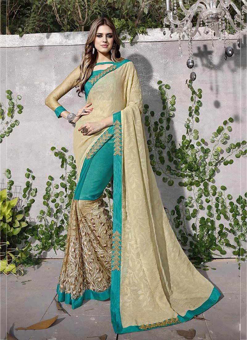 2-tone Saree- Beige Indian Clothing in Denver, CO, Aurora, CO, Boulder, CO, Fort Collins, CO, Colorado Springs, CO, Parker, CO, Highlands Ranch, CO, Cherry Creek, CO, Centennial, CO, and Longmont, CO. NATIONWIDE SHIPPING USA- India Fashion X