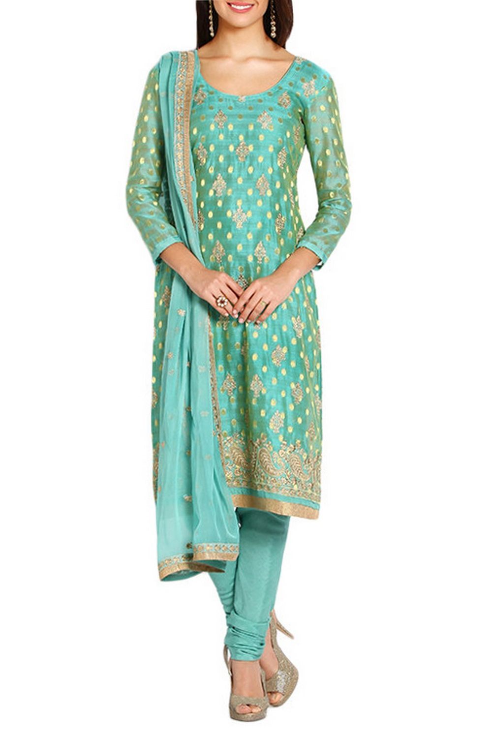 Turquoise Blue Suit Set - Indian Clothing in Denver, CO, Aurora, CO, Boulder, CO, Fort Collins, CO, Colorado Springs, CO, Parker, CO, Highlands Ranch, CO, Cherry Creek, CO, Centennial, CO, and Longmont, CO. Nationwide shipping USA - India Fashion X
