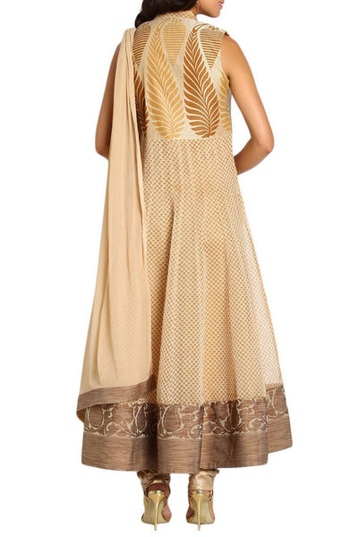 Beige Anarkali Suit Set - Indian Clothing in Denver, CO, Aurora, CO, Boulder, CO, Fort Collins, CO, Colorado Springs, CO, Parker, CO, Highlands Ranch, CO, Cherry Creek, CO, Centennial, CO, and Longmont, CO. Nationwide shipping USA - India Fashion X