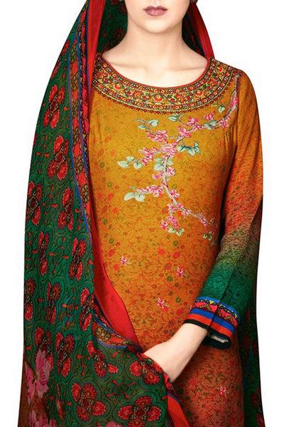 Multicolor Bamberg Straight Suit - Indian Clothing in Denver, CO, Aurora, CO, Boulder, CO, Fort Collins, CO, Colorado Springs, CO, Parker, CO, Highlands Ranch, CO, Cherry Creek, CO, Centennial, CO, and Longmont, CO. Nationwide shipping USA - India Fashion X
