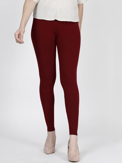Solid Cherry Leggings - Indian Clothing in Denver, CO, Aurora, CO, Boulder, CO, Fort Collins, CO, Colorado Springs, CO, Parker, CO, Highlands Ranch, CO, Cherry Creek, CO, Centennial, CO, and Longmont, CO. Nationwide shipping USA - India Fashion X