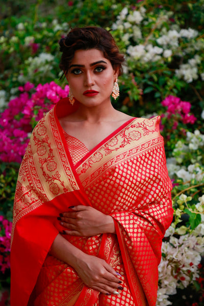Red Banarasi Silk Saree Indian Clothing in Denver, CO, Aurora, CO, Boulder, CO, Fort Collins, CO, Colorado Springs, CO, Parker, CO, Highlands Ranch, CO, Cherry Creek, CO, Centennial, CO, and Longmont, CO. NATIONWIDE SHIPPING USA- India Fashion X