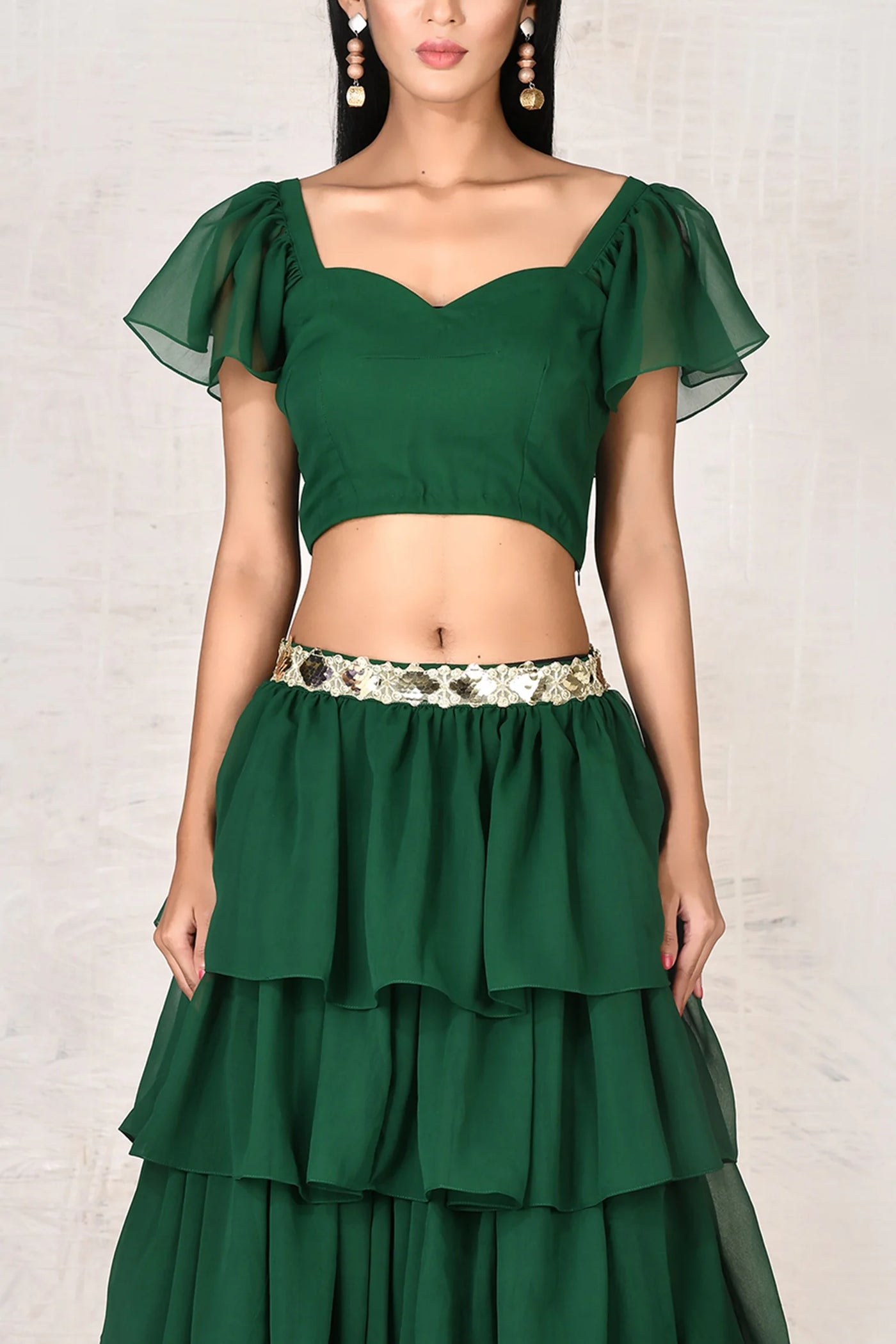 Green Crop Top Skirt Set Indian Clothing in Denver CO and Aurora