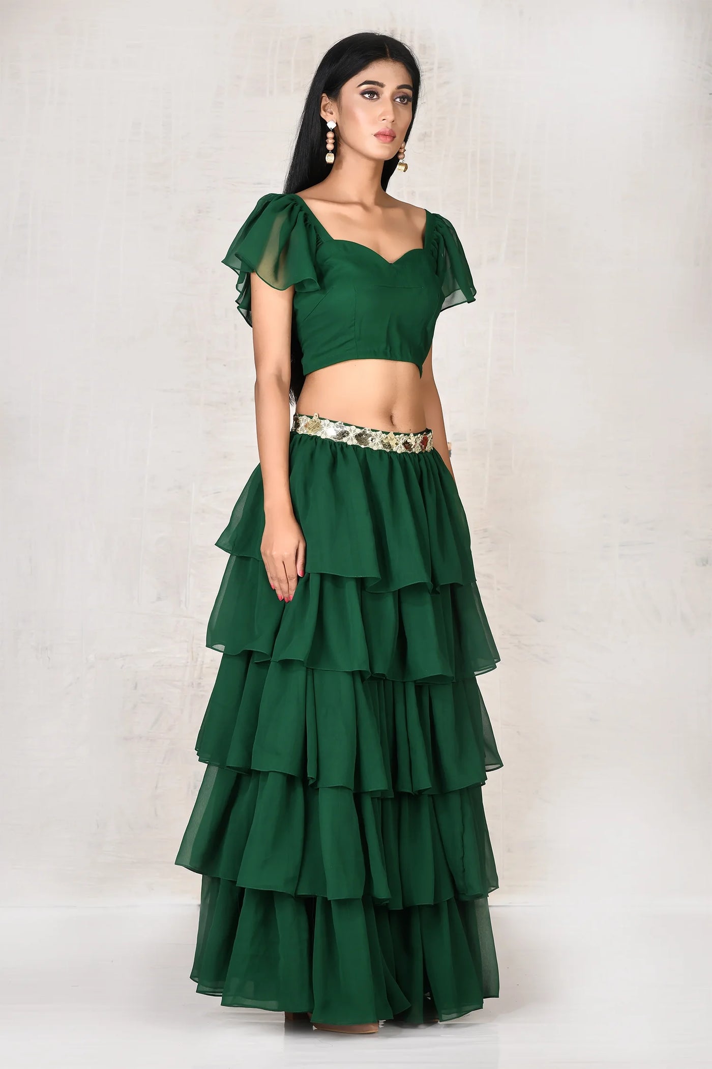 Green Crop Top Skirt Set Indian Clothing in Denver, CO, Aurora, CO, Boulder, CO, Fort Collins, CO, Colorado Springs, CO, Parker, CO, Highlands Ranch, CO, Cherry Creek, CO, Centennial, CO, and Longmont, CO. NATIONWIDE SHIPPING USA- India Fashion X