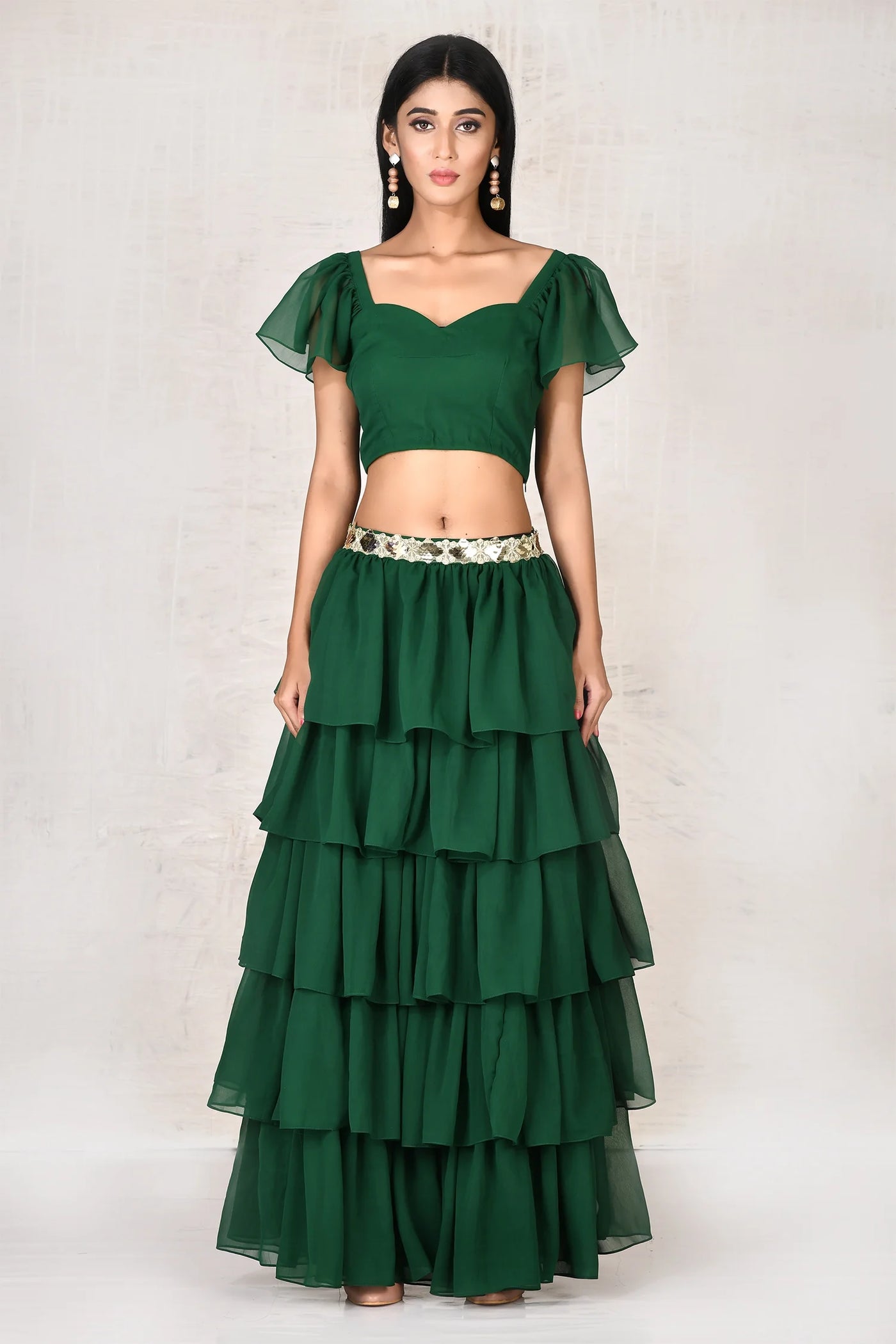 Green Crop Top Skirt Set Indian Clothing in Denver, CO, Aurora, CO, Boulder, CO, Fort Collins, CO, Colorado Springs, CO, Parker, CO, Highlands Ranch, CO, Cherry Creek, CO, Centennial, CO, and Longmont, CO. NATIONWIDE SHIPPING USA- India Fashion X
