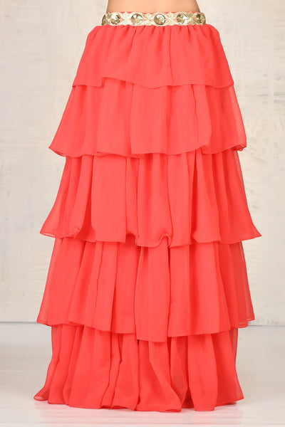 Red Crop Top Skirt Set - Indian Clothing in Denver, CO, Aurora, CO, Boulder, CO, Fort Collins, CO, Colorado Springs, CO, Parker, CO, Highlands Ranch, CO, Cherry Creek, CO, Centennial, CO, and Longmont, CO. Nationwide shipping USA - India Fashion X