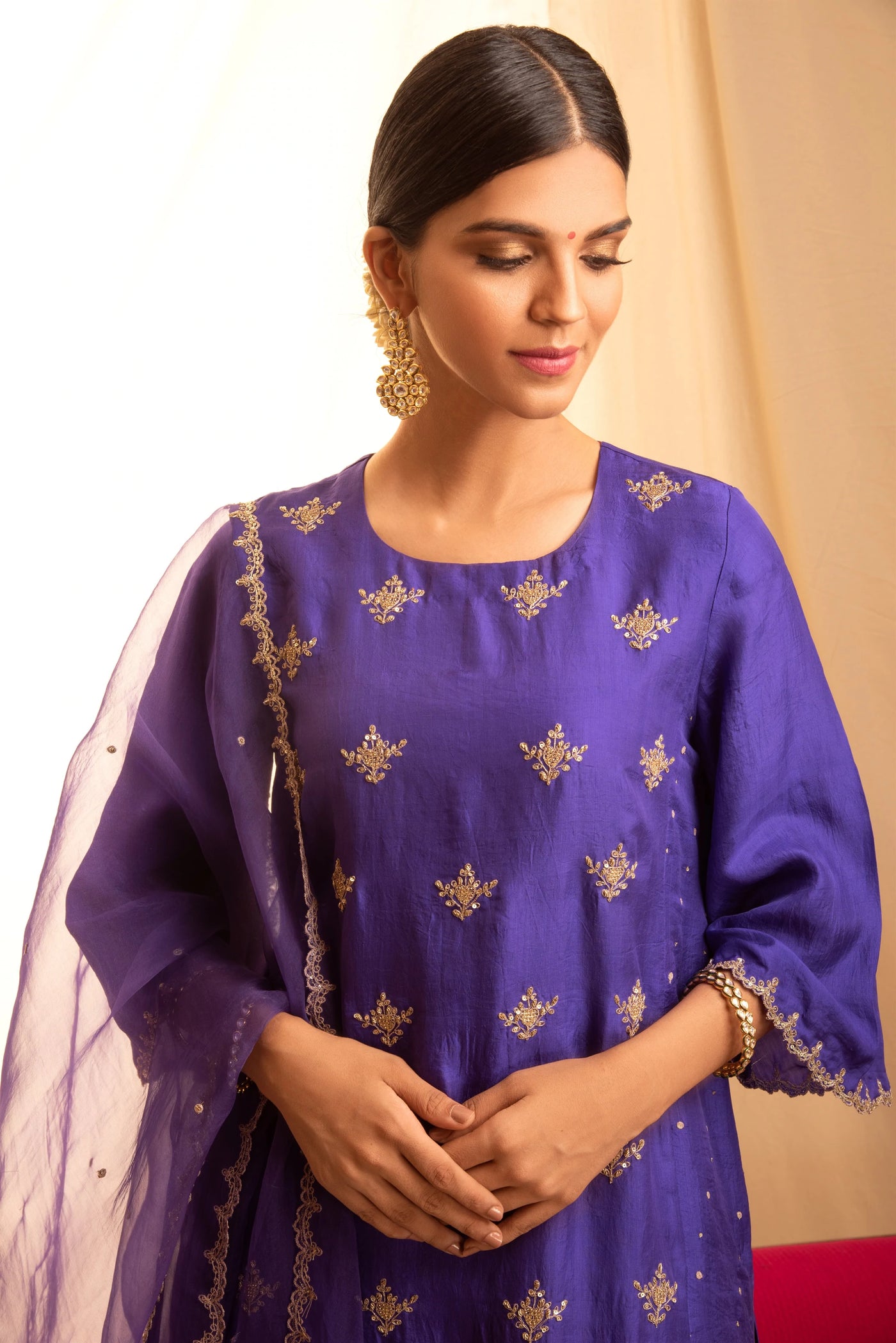 Purple Embroidered Kurta Set - Indian Clothing in Denver, CO, Aurora, CO, Boulder, CO, Fort Collins, CO, Colorado Springs, CO, Parker, CO, Highlands Ranch, CO, Cherry Creek, CO, Centennial, CO, and Longmont, CO. Nationwide shipping USA - India Fashion X