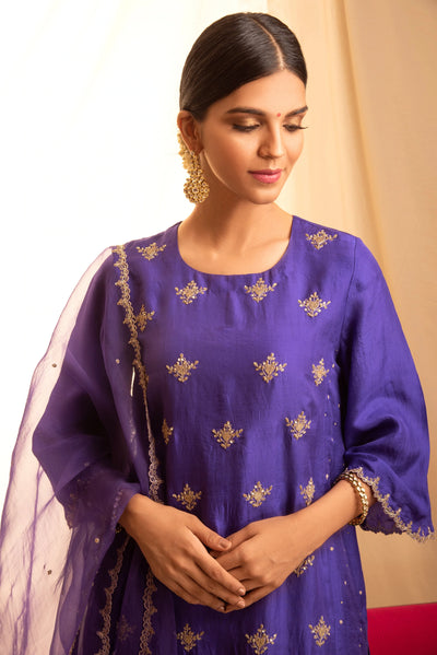Purple Embroidered Kurta Set - Indian Clothing in Denver, CO, Aurora, CO, Boulder, CO, Fort Collins, CO, Colorado Springs, CO, Parker, CO, Highlands Ranch, CO, Cherry Creek, CO, Centennial, CO, and Longmont, CO. Nationwide shipping USA - India Fashion X