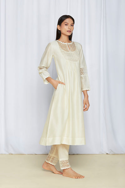 Ivory Chanderi Kurta Set - Indian Clothing in Denver, CO, Aurora, CO, Boulder, CO, Fort Collins, CO, Colorado Springs, CO, Parker, CO, Highlands Ranch, CO, Cherry Creek, CO, Centennial, CO, and Longmont, CO. Nationwide shipping USA - India Fashion X