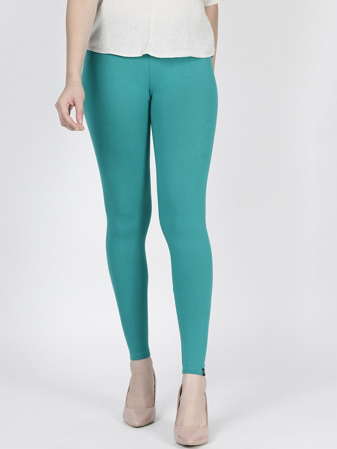 Solid Teal Leggings - Indian Clothing in Denver, CO, Aurora, CO, Boulder, CO, Fort Collins, CO, Colorado Springs, CO, Parker, CO, Highlands Ranch, CO, Cherry Creek, CO, Centennial, CO, and Longmont, CO. Nationwide shipping USA - India Fashion X