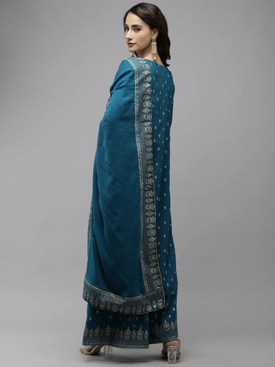Teal Kurta Sharara Set - Indian Clothing in Denver, CO, Aurora, CO, Boulder, CO, Fort Collins, CO, Colorado Springs, CO, Parker, CO, Highlands Ranch, CO, Cherry Creek, CO, Centennial, CO, and Longmont, CO. Nationwide shipping USA - India Fashion X