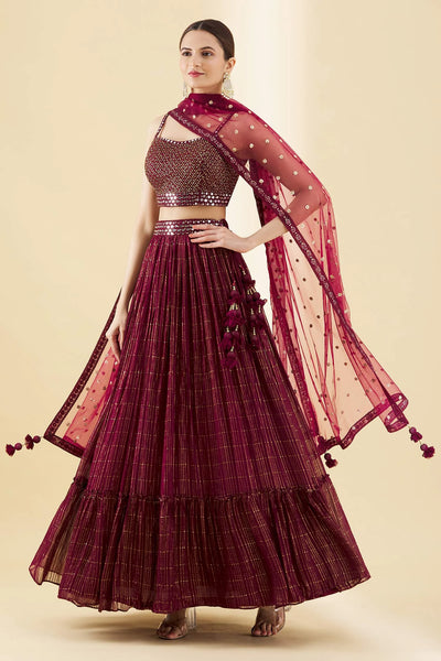 Purple Net Georgette Lehenga Indian Clothing in Denver, CO, Aurora, CO, Boulder, CO, Fort Collins, CO, Colorado Springs, CO, Parker, CO, Highlands Ranch, CO, Cherry Creek, CO, Centennial, CO, and Longmont, CO. NATIONWIDE SHIPPING USA- India Fashion X