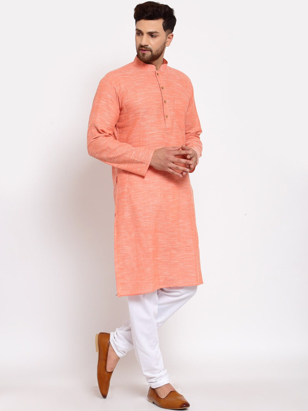 Orange Solid Cotton Kurta Indian Clothing in Denver, CO, Aurora, CO, Boulder, CO, Fort Collins, CO, Colorado Springs, CO, Parker, CO, Highlands Ranch, CO, Cherry Creek, CO, Centennial, CO, and Longmont, CO. NATIONWIDE SHIPPING USA- India Fashion X