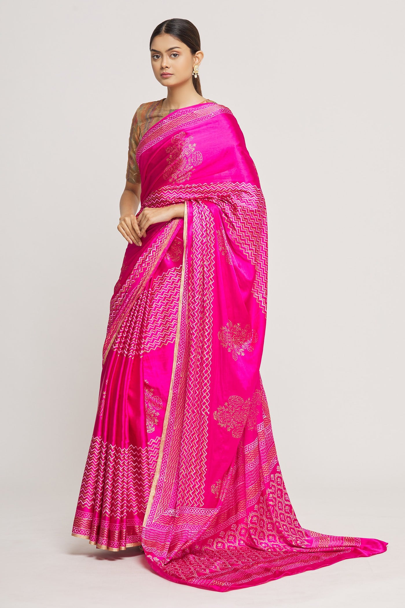 Pink Madras Silk Saree - Indian Clothing in Denver, CO, Aurora, CO, Boulder, CO, Fort Collins, CO, Colorado Springs, CO, Parker, CO, Highlands Ranch, CO, Cherry Creek, CO, Centennial, CO, and Longmont, CO. Nationwide shipping USA - India Fashion X