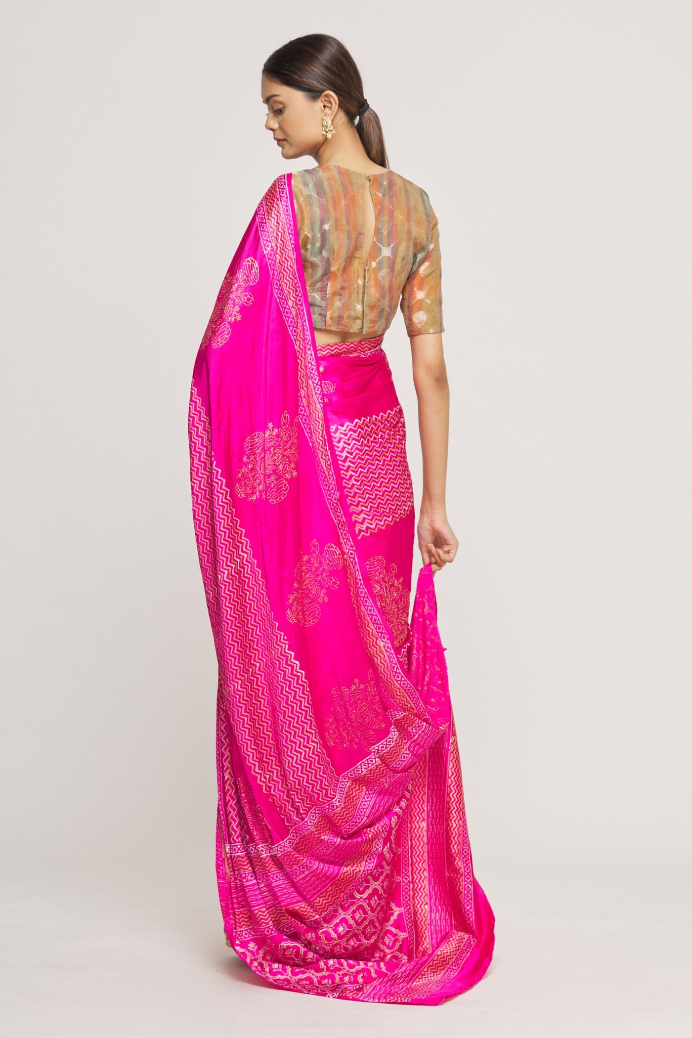 Pink Madras Silk Saree - Indian Clothing in Denver, CO, Aurora, CO, Boulder, CO, Fort Collins, CO, Colorado Springs, CO, Parker, CO, Highlands Ranch, CO, Cherry Creek, CO, Centennial, CO, and Longmont, CO. Nationwide shipping USA - India Fashion X