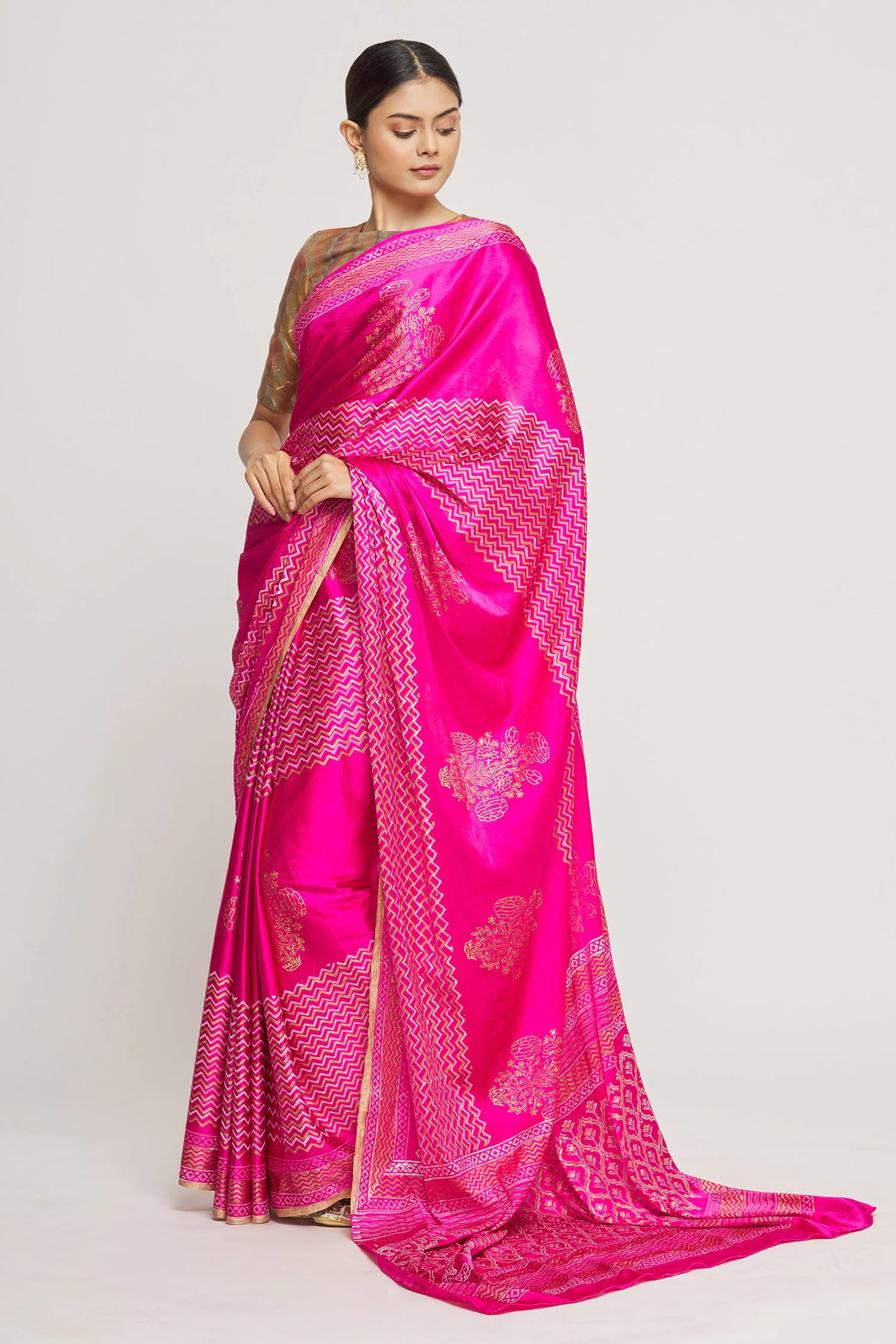 Pink Madras Silk Saree - Indian Clothing in Denver, CO, Aurora, CO, Boulder, CO, Fort Collins, CO, Colorado Springs, CO, Parker, CO, Highlands Ranch, CO, Cherry Creek, CO, Centennial, CO, and Longmont, CO. Nationwide shipping USA - India Fashion X
