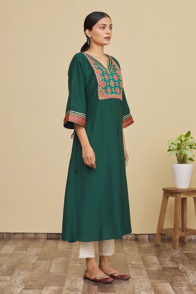 Green Geometric Print Kurta - Indian Clothing in Denver, CO, Aurora, CO, Boulder, CO, Fort Collins, CO, Colorado Springs, CO, Parker, CO, Highlands Ranch, CO, Cherry Creek, CO, Centennial, CO, and Longmont, CO. Nationwide shipping USA - India Fashion X