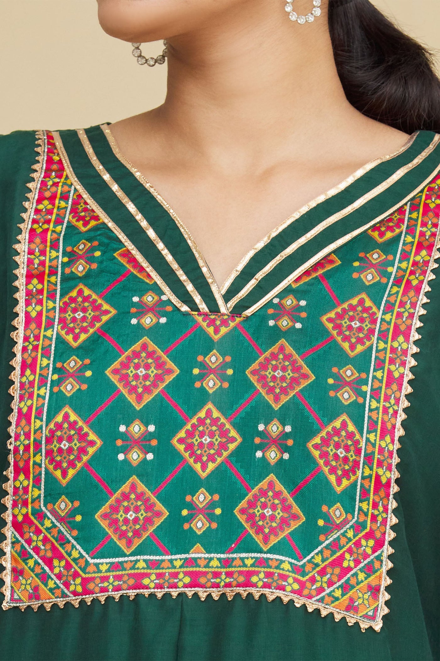 Green Geometric Print Kurta - Indian Clothing in Denver, CO, Aurora, CO, Boulder, CO, Fort Collins, CO, Colorado Springs, CO, Parker, CO, Highlands Ranch, CO, Cherry Creek, CO, Centennial, CO, and Longmont, CO. Nationwide shipping USA - India Fashion X