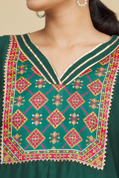 Green Geometric Print Kurta - Indian Clothing in Denver, CO, Aurora, CO, Boulder, CO, Fort Collins, CO, Colorado Springs, CO, Parker, CO, Highlands Ranch, CO, Cherry Creek, CO, Centennial, CO, and Longmont, CO. Nationwide shipping USA - India Fashion X