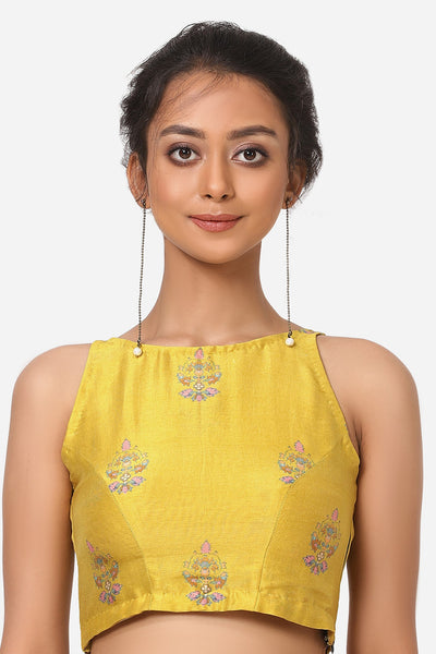 Yellow Silk Saree Blouse - Indian Clothing in Denver, CO, Aurora, CO, Boulder, CO, Fort Collins, CO, Colorado Springs, CO, Parker, CO, Highlands Ranch, CO, Cherry Creek, CO, Centennial, CO, and Longmont, CO. Nationwide shipping USA - India Fashion X
