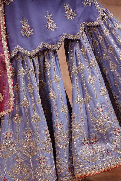 Lilac Embroidered Gharara Set Indian Clothing in Denver, CO, Aurora, CO, Boulder, CO, Fort Collins, CO, Colorado Springs, CO, Parker, CO, Highlands Ranch, CO, Cherry Creek, CO, Centennial, CO, and Longmont, CO. NATIONWIDE SHIPPING USA- India Fashion X