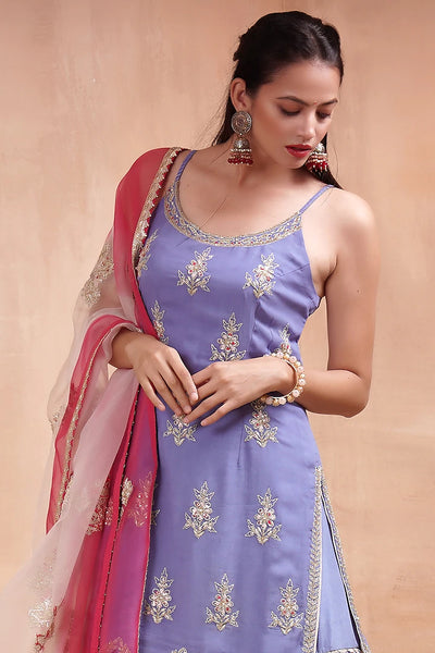 Lilac Embroidered Gharara Set Indian Clothing in Denver, CO, Aurora, CO, Boulder, CO, Fort Collins, CO, Colorado Springs, CO, Parker, CO, Highlands Ranch, CO, Cherry Creek, CO, Centennial, CO, and Longmont, CO. NATIONWIDE SHIPPING USA- India Fashion X