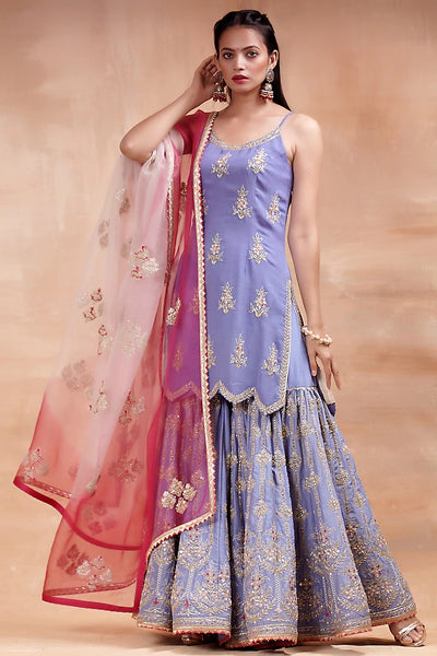 Lilac Embroidered Gharara Set Indian Clothing in Denver, CO, Aurora, CO, Boulder, CO, Fort Collins, CO, Colorado Springs, CO, Parker, CO, Highlands Ranch, CO, Cherry Creek, CO, Centennial, CO, and Longmont, CO. NATIONWIDE SHIPPING USA- India Fashion X