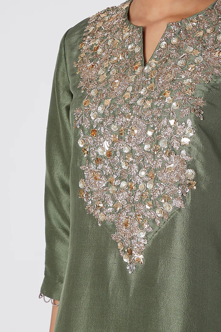 Olive Kurta Patiala Set - Indian Clothing in Denver, CO, Aurora, CO, Boulder, CO, Fort Collins, CO, Colorado Springs, CO, Parker, CO, Highlands Ranch, CO, Cherry Creek, CO, Centennial, CO, and Longmont, CO. Nationwide shipping USA - India Fashion X