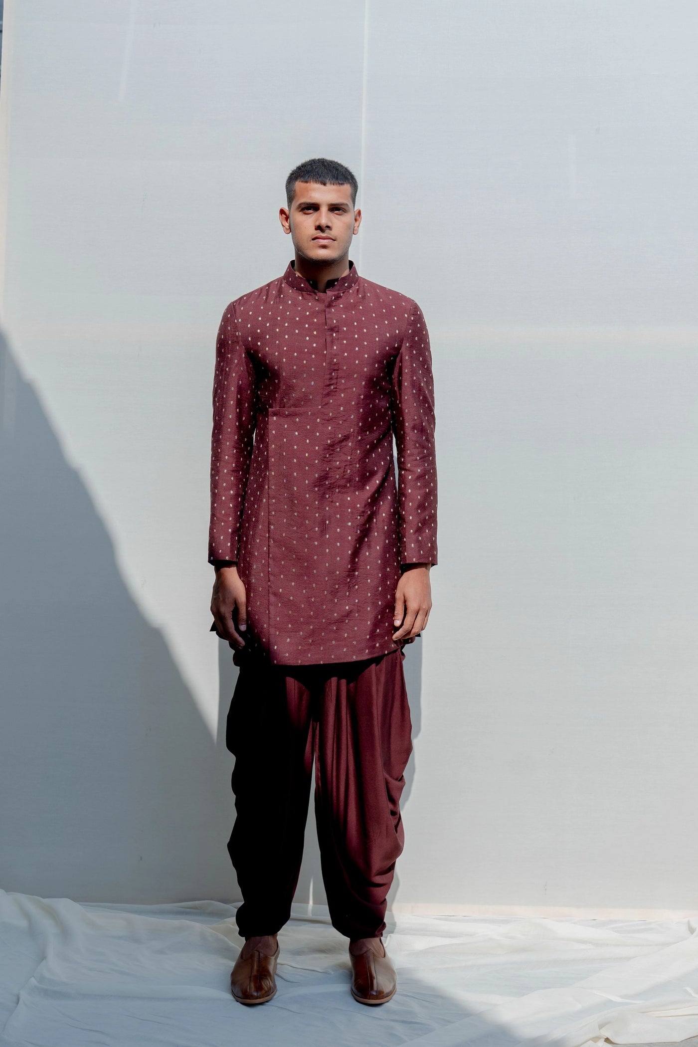 Maroon Rambler Dhoti Set Indian Clothing in Denver, CO, Aurora, CO, Boulder, CO, Fort Collins, CO, Colorado Springs, CO, Parker, CO, Highlands Ranch, CO, Cherry Creek, CO, Centennial, CO, and Longmont, CO. NATIONWIDE SHIPPING USA- India Fashion X