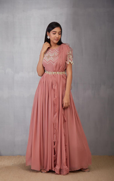 Pink Pearl Anarkali Gown - Indian Clothing in Denver, CO, Aurora, CO, Boulder, CO, Fort Collins, CO, Colorado Springs, CO, Parker, CO, Highlands Ranch, CO, Cherry Creek, CO, Centennial, CO, and Longmont, CO. Nationwide shipping USA - India Fashion X