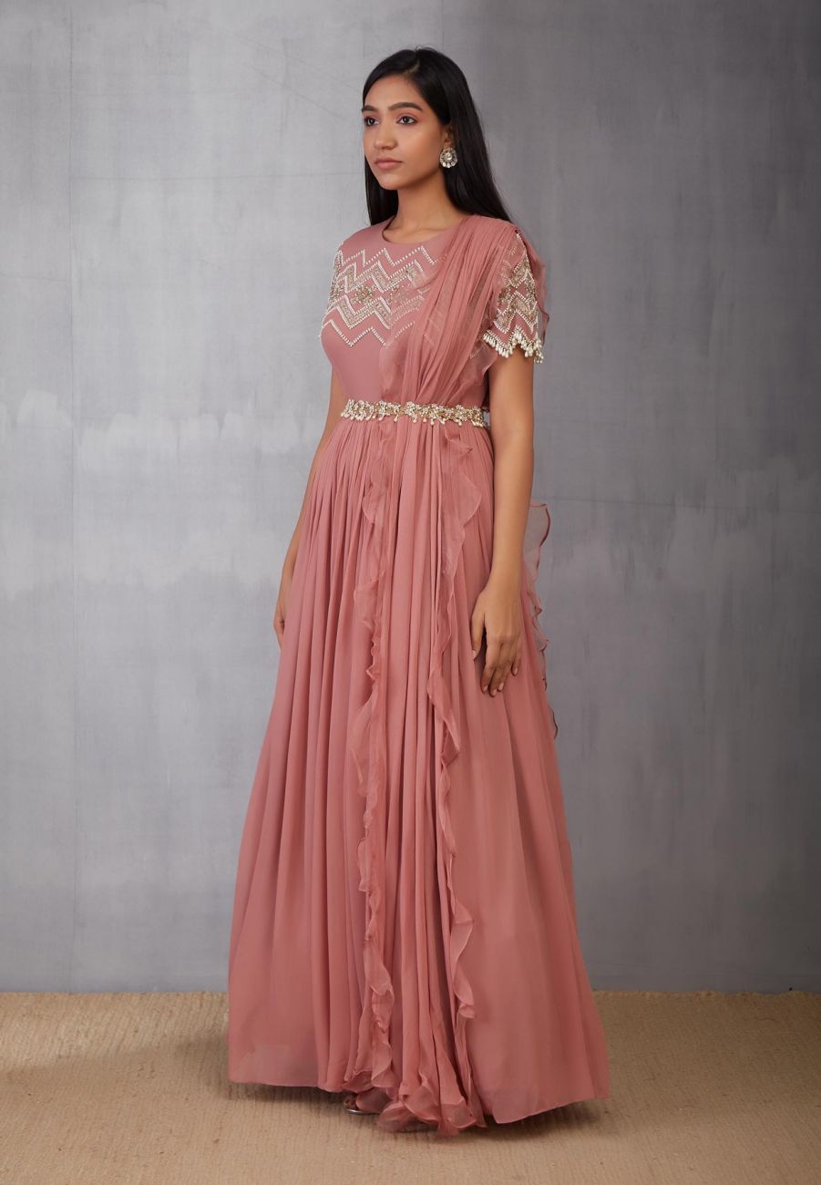Pink Pearl Anarkali Gown - Indian Clothing in Denver, CO, Aurora, CO, Boulder, CO, Fort Collins, CO, Colorado Springs, CO, Parker, CO, Highlands Ranch, CO, Cherry Creek, CO, Centennial, CO, and Longmont, CO. Nationwide shipping USA - India Fashion X