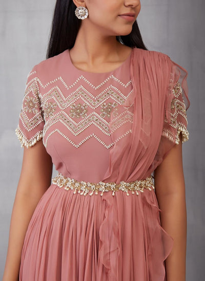 Pink Pearl Anarkali Gown - Indian Clothing in Denver, CO, Aurora, CO, Boulder, CO, Fort Collins, CO, Colorado Springs, CO, Parker, CO, Highlands Ranch, CO, Cherry Creek, CO, Centennial, CO, and Longmont, CO. Nationwide shipping USA - India Fashion X