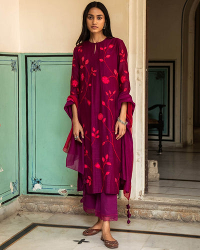 Plum And Berry Kurta Set - Indian Clothing in Denver, CO, Aurora, CO, Boulder, CO, Fort Collins, CO, Colorado Springs, CO, Parker, CO, Highlands Ranch, CO, Cherry Creek, CO, Centennial, CO, and Longmont, CO. Nationwide shipping USA - India Fashion X