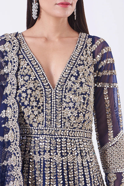 Navy Blue Gown with Dupatta Indian Clothing in Denver, CO, Aurora, CO, Boulder, CO, Fort Collins, CO, Colorado Springs, CO, Parker, CO, Highlands Ranch, CO, Cherry Creek, CO, Centennial, CO, and Longmont, CO. NATIONWIDE SHIPPING USA- India Fashion X
