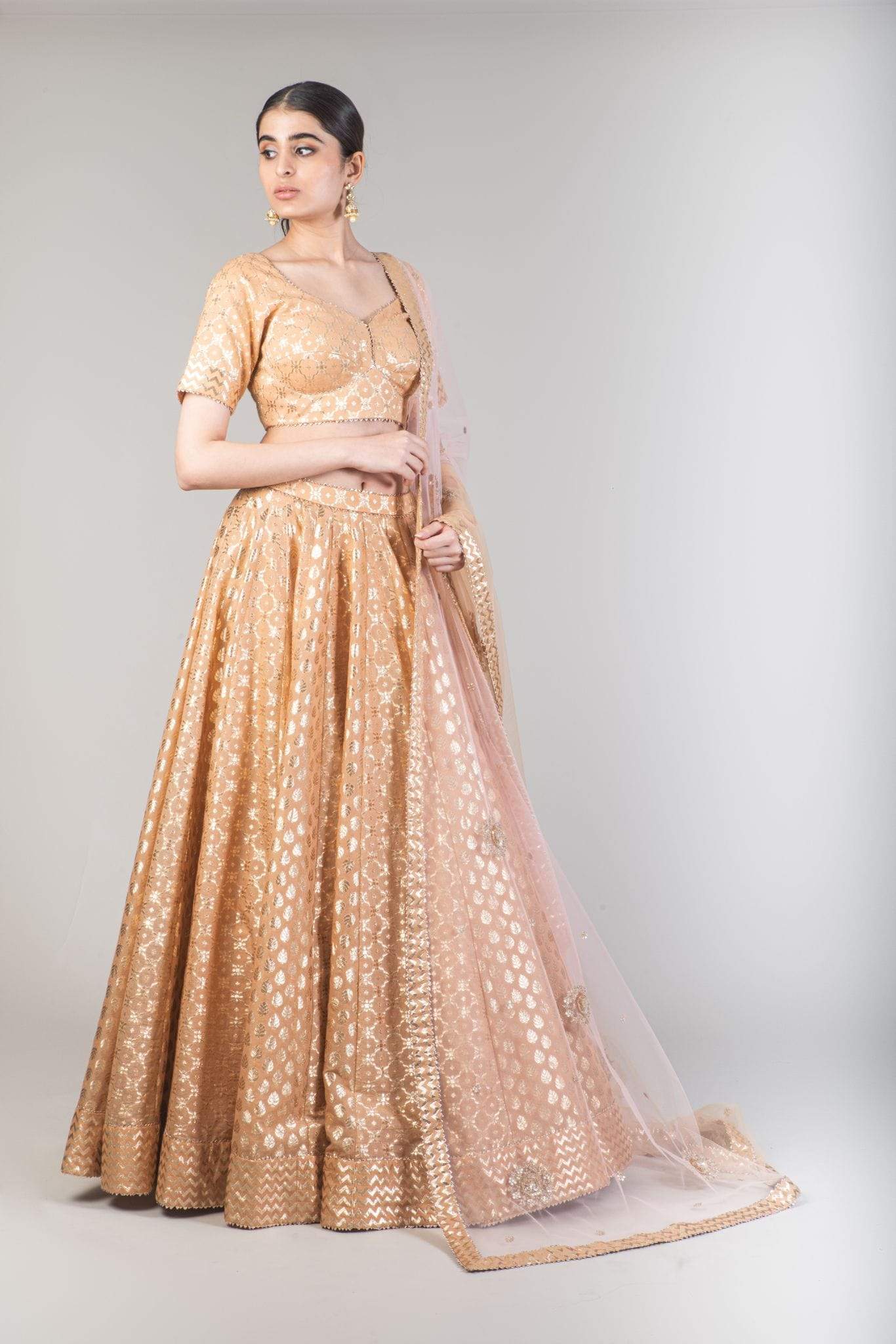 Gold Banarasi Lehenga Indian Clothing in Denver, CO, Aurora, CO, Boulder, CO, Fort Collins, CO, Colorado Springs, CO, Parker, CO, Highlands Ranch, CO, Cherry Creek, CO, Centennial, CO, and Longmont, CO. NATIONWIDE SHIPPING USA- India Fashion X