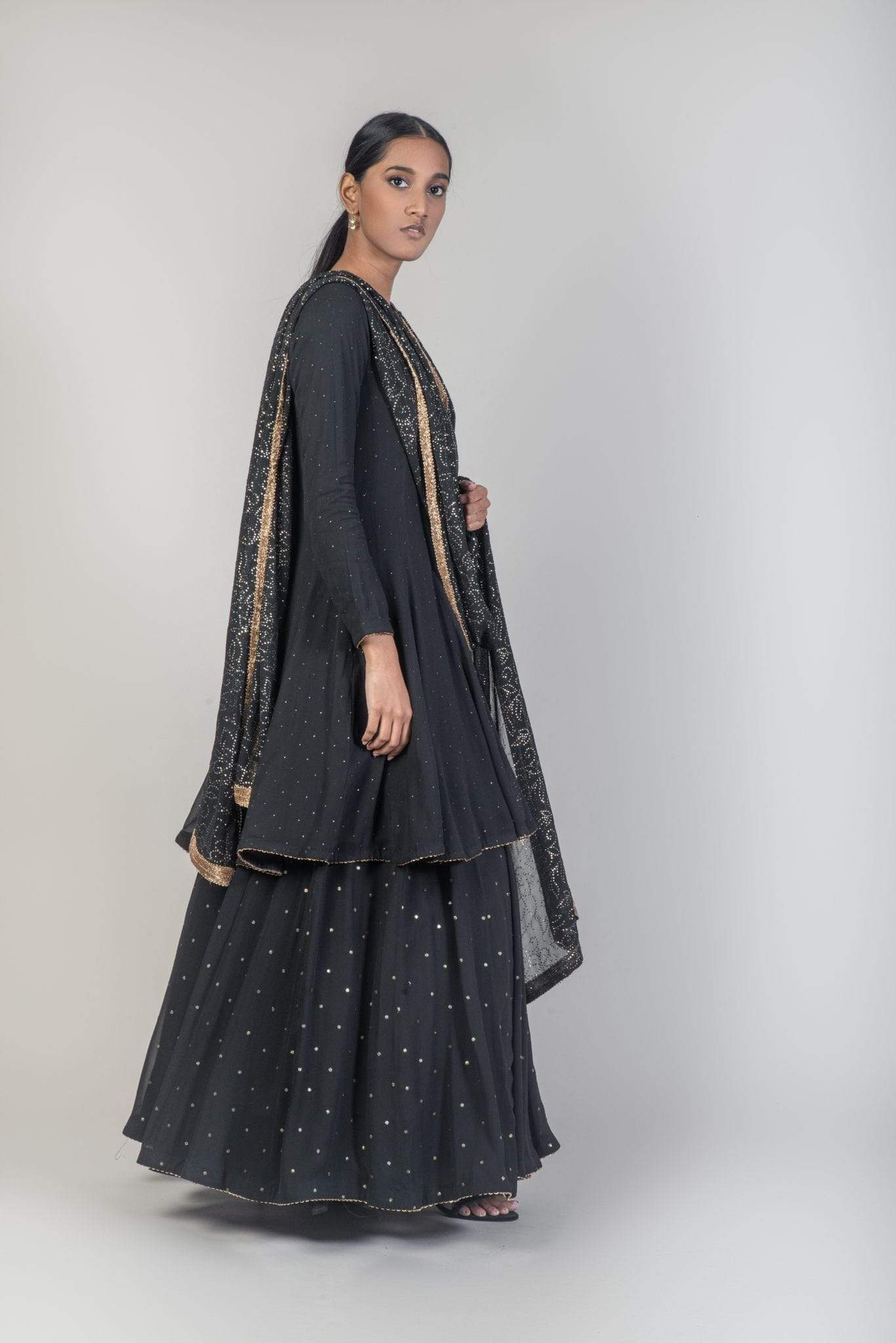 Black Georgette Embroidered Lehenga Indian Clothing in Denver, CO, Aurora, CO, Boulder, CO, Fort Collins, CO, Colorado Springs, CO, Parker, CO, Highlands Ranch, CO, Cherry Creek, CO, Centennial, CO, and Longmont, CO. NATIONWIDE SHIPPING USA- India Fashion X