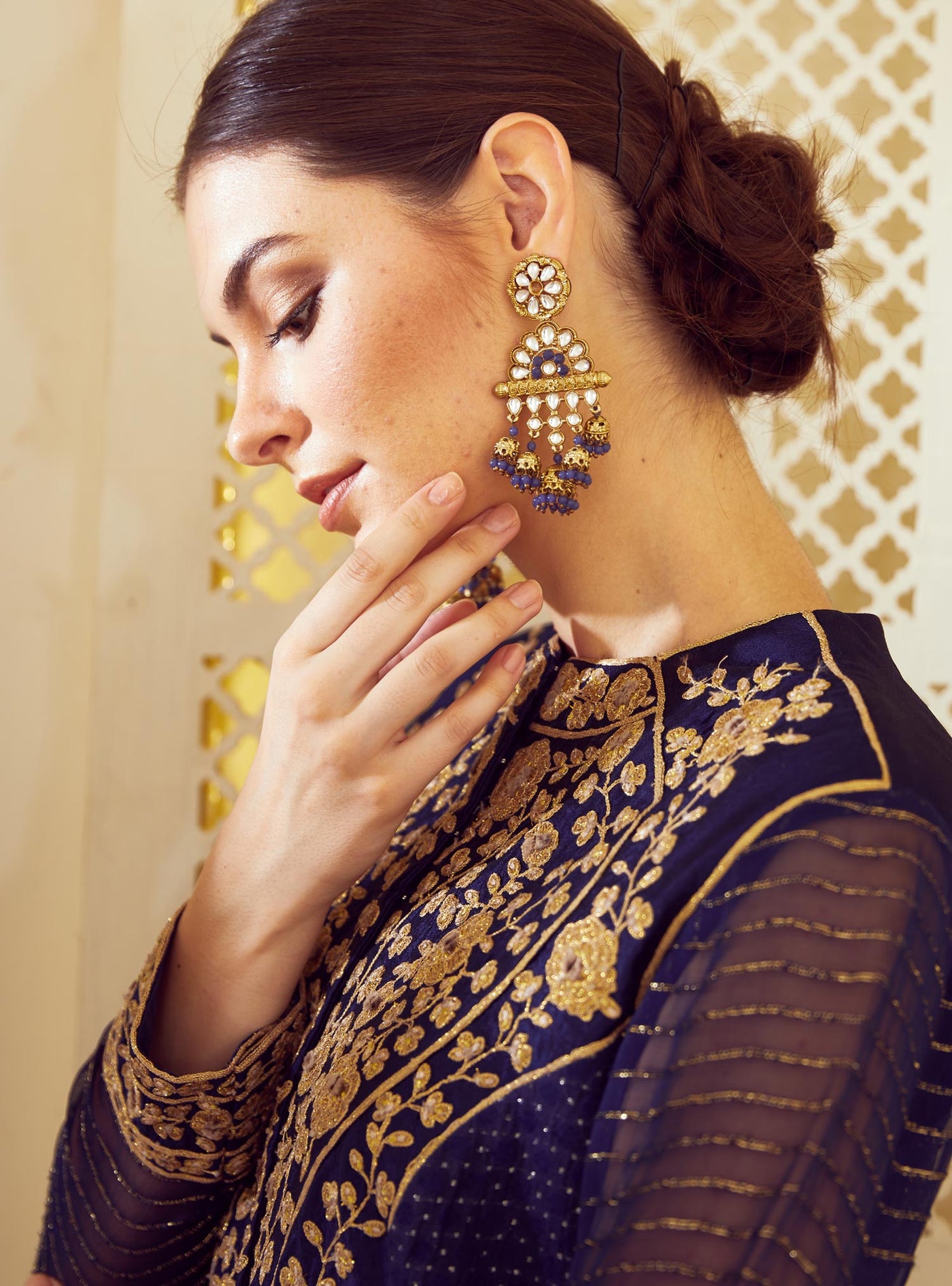 Navy Blue Anarkali Set Indian Clothing in Denver, CO, Aurora, CO, Boulder, CO, Fort Collins, CO, Colorado Springs, CO, Parker, CO, Highlands Ranch, CO, Cherry Creek, CO, Centennial, CO, and Longmont, CO. NATIONWIDE SHIPPING USA- India Fashion X
