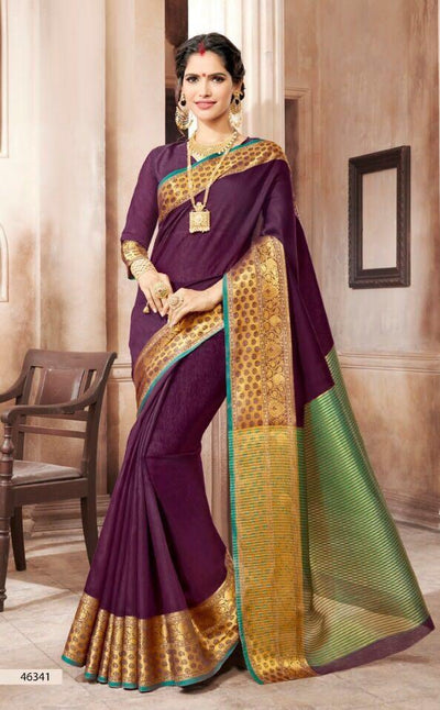 Khadi Faux Silk Saree Collection- purple - Indian Clothing in Denver, CO, Aurora, CO, Boulder, CO, Fort Collins, CO, Colorado Springs, CO, Parker, CO, Highlands Ranch, CO, Cherry Creek, CO, Centennial, CO, and Longmont, CO. Nationwide shipping USA - India Fashion X