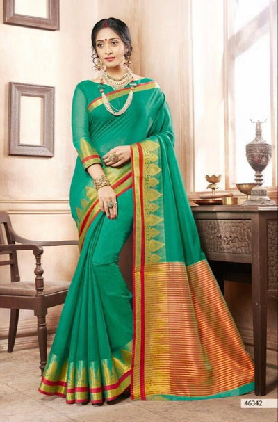 Khadi Faux Silk Saree Collection- green - Indian Clothing in Denver, CO, Aurora, CO, Boulder, CO, Fort Collins, CO, Colorado Springs, CO, Parker, CO, Highlands Ranch, CO, Cherry Creek, CO, Centennial, CO, and Longmont, CO. Nationwide shipping USA - India Fashion X