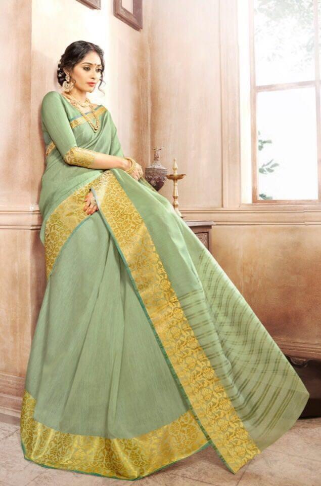 Khadi Faux Silk Saree Collection- light green - Indian Clothing in Denver, CO, Aurora, CO, Boulder, CO, Fort Collins, CO, Colorado Springs, CO, Parker, CO, Highlands Ranch, CO, Cherry Creek, CO, Centennial, CO, and Longmont, CO. Nationwide shipping USA - India Fashion X