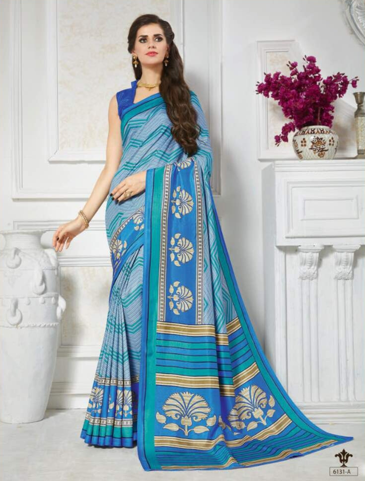 Vinamrita Faux Saree Collection- blue - Indian Clothing in Denver, CO, Aurora, CO, Boulder, CO, Fort Collins, CO, Colorado Springs, CO, Parker, CO, Highlands Ranch, CO, Cherry Creek, CO, Centennial, CO, and Longmont, CO. Nationwide shipping USA - India Fashion X