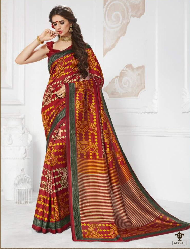 Vinamrita Faux Saree Collection- red - Indian Clothing in Denver, CO, Aurora, CO, Boulder, CO, Fort Collins, CO, Colorado Springs, CO, Parker, CO, Highlands Ranch, CO, Cherry Creek, CO, Centennial, CO, and Longmont, CO. Nationwide shipping USA - India Fashion X