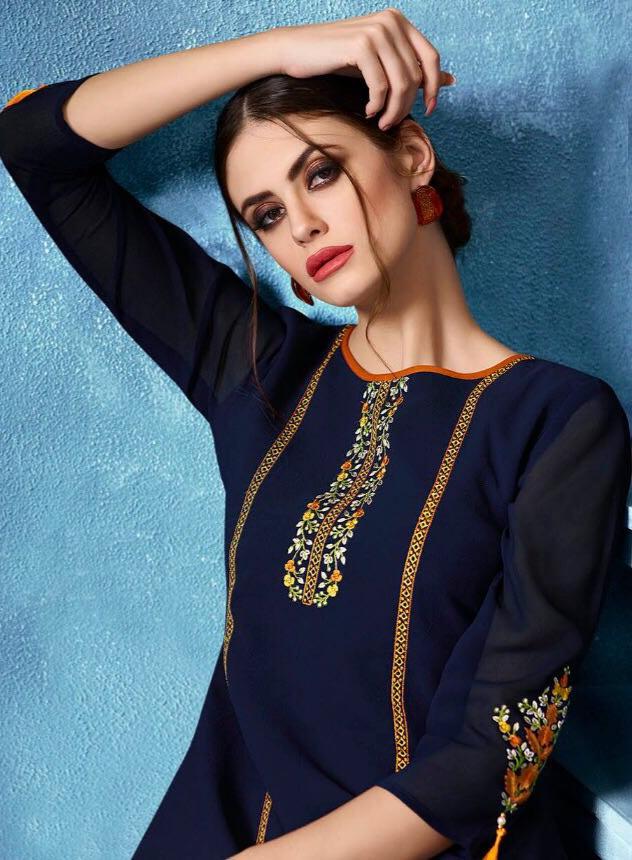 Kajri Silk Kurti Collection - black - Indian Clothing in Denver, CO, Aurora, CO, Boulder, CO, Fort Collins, CO, Colorado Springs, CO, Parker, CO, Highlands Ranch, CO, Cherry Creek, CO, Centennial, CO, and Longmont, CO. Nationwide shipping USA - India Fashion X