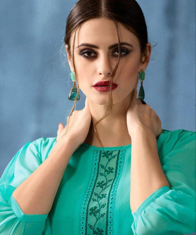 Kajri Silk Kurti Collection - teal - Indian Clothing in Denver, CO, Aurora, CO, Boulder, CO, Fort Collins, CO, Colorado Springs, CO, Parker, CO, Highlands Ranch, CO, Cherry Creek, CO, Centennial, CO, and Longmont, CO. Nationwide shipping USA - India Fashion X