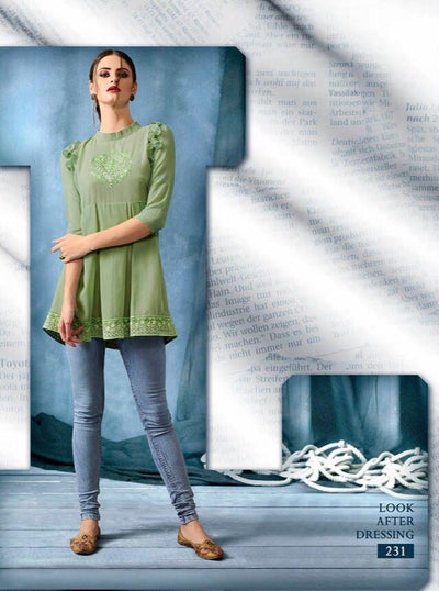 Kajri Silk Kurti Collection - green - Indian Clothing in Denver, CO, Aurora, CO, Boulder, CO, Fort Collins, CO, Colorado Springs, CO, Parker, CO, Highlands Ranch, CO, Cherry Creek, CO, Centennial, CO, and Longmont, CO. Nationwide shipping USA - India Fashion X