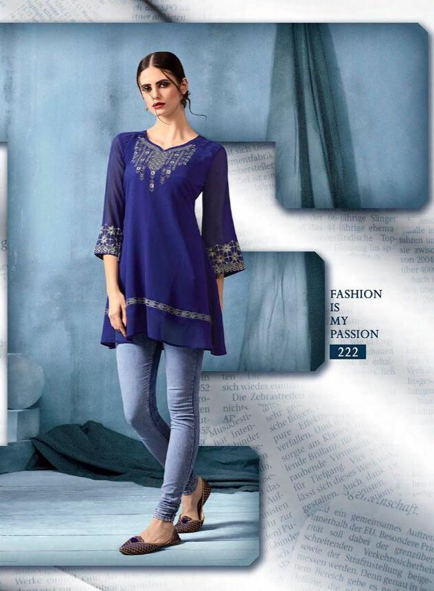 Kajri Silk Kurti Collection - blue - Indian Clothing in Denver, CO, Aurora, CO, Boulder, CO, Fort Collins, CO, Colorado Springs, CO, Parker, CO, Highlands Ranch, CO, Cherry Creek, CO, Centennial, CO, and Longmont, CO. Nationwide shipping USA - India Fashion X