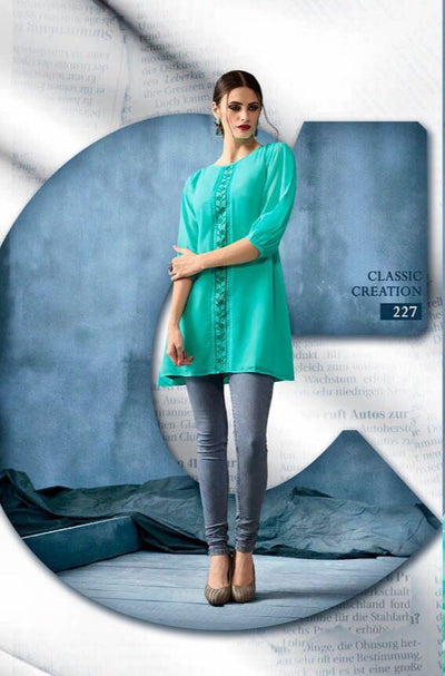 Kajri Silk Kurti Collection - teal - Indian Clothing in Denver, CO, Aurora, CO, Boulder, CO, Fort Collins, CO, Colorado Springs, CO, Parker, CO, Highlands Ranch, CO, Cherry Creek, CO, Centennial, CO, and Longmont, CO. Nationwide shipping USA - India Fashion X
